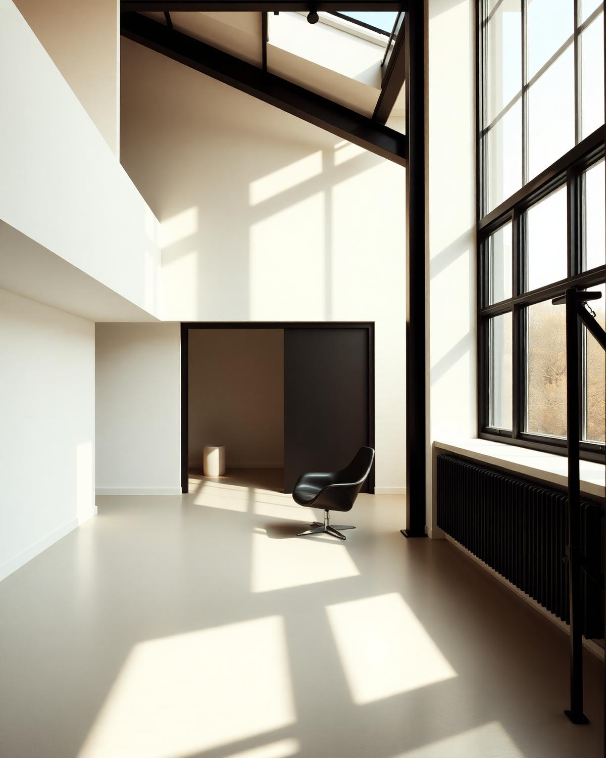 Minimalistisch architectonisch interieur met natuurlijk licht, passend bij de ontwerpfilosofie van Avanaire Web
