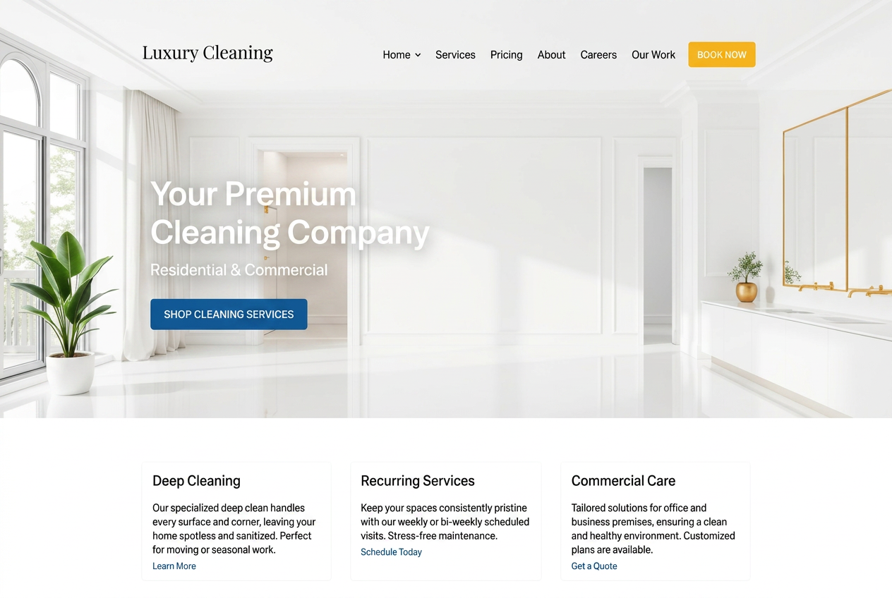 PureSpace Cleaning — Schoonmaakbedrijf website concept design by Avanaire Web