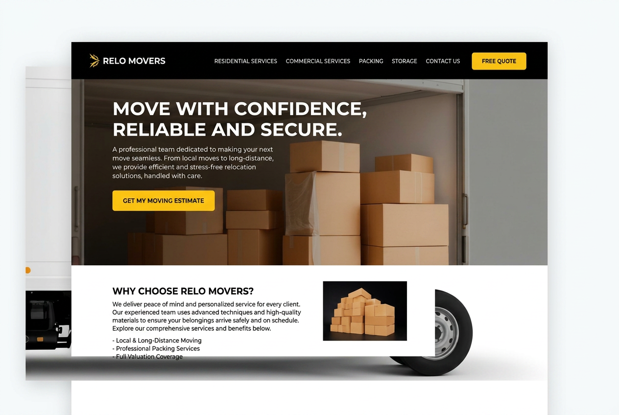 Northbound Movers — Verhuisbedrijf website concept design by Avanaire Web