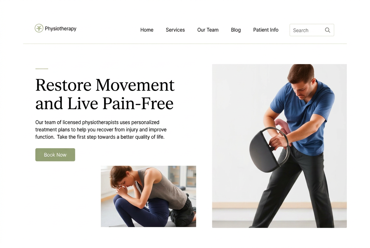 Restore Physio — Fysiotherapiepraktijk website concept design by Avanaire Web